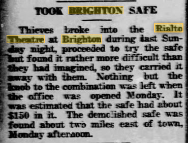 Rialto Theatre - Safe Robbed April 11 1923 (newer photo)